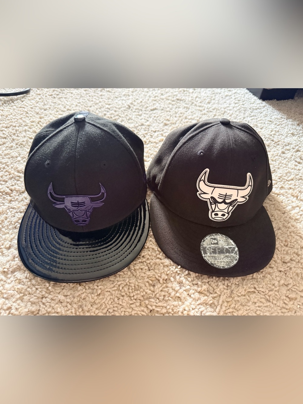 New Era Chicago Bulls 9FIFTY Snapback Hat Lot of 2 Black NBA Caps OSFM